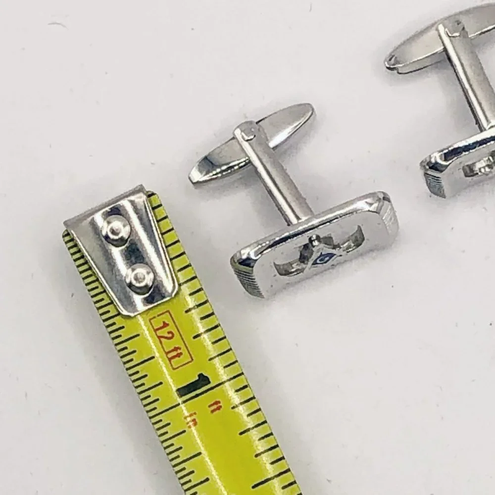 Vintage Foster Masonic Cuff Links | Silver-Tone Freemason Square & Compasses